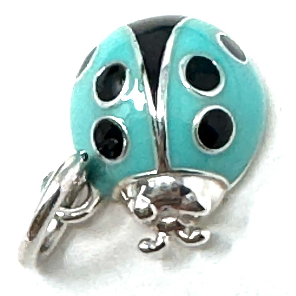 Authentic Tiffany & co. Rare Vintage Enamel Blue And Black Ladybug Charm.